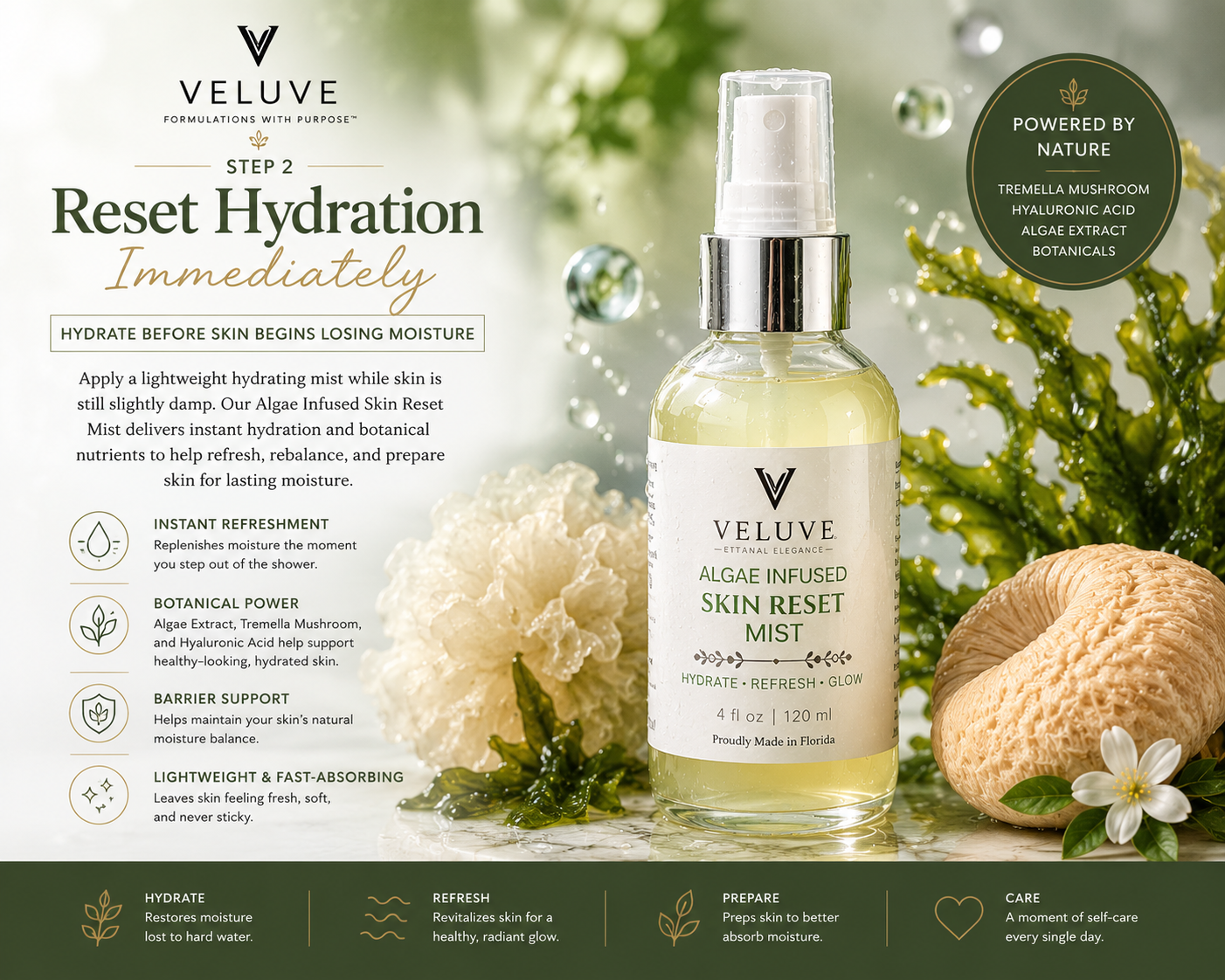 Step two of a Hard Water Skincare Routine showing hydration mist after cleansing